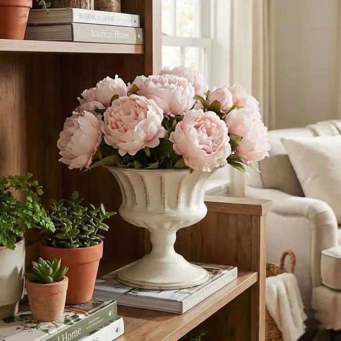 Pot de fleurs vintage en métal blanc, urne polyvalente, vase décoratif pour mariage, fête, anniversaire