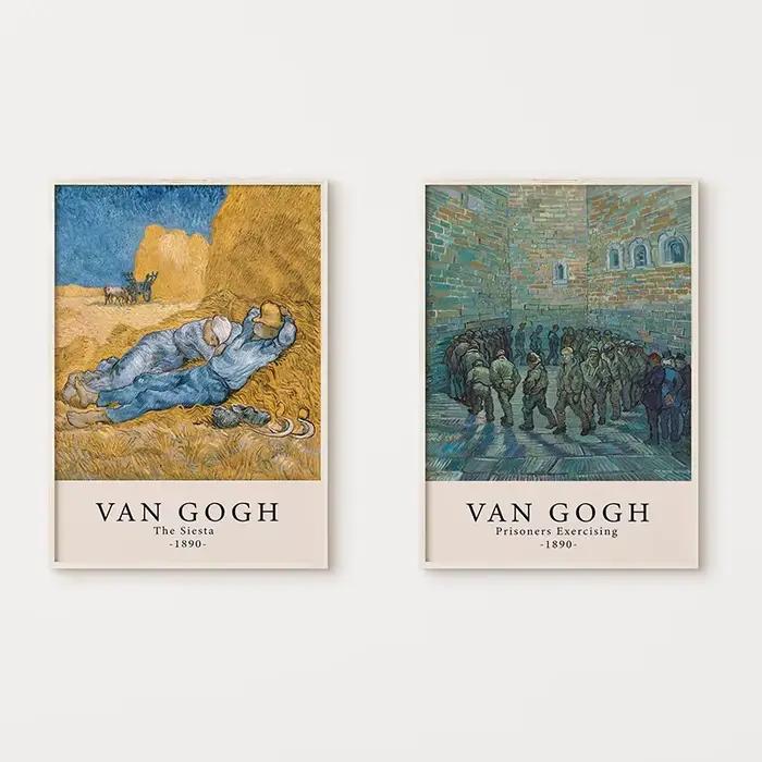Affiche sur toile avec impression de coutumes d'huile de Vincent Van Gogh