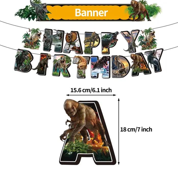 Décorations de fête d'anniversaire sur le thème des dinosaures, comprenant une bannière, un topper pour gâteau, des spirales suspendues et des ballons, parfaites pour les cadeaux de fête pour enfants 