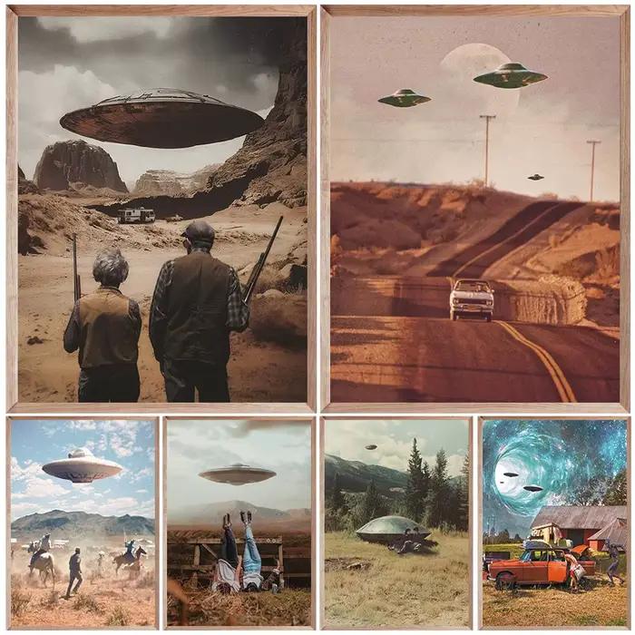 Alien Invasion Gothic Vintage Wall Art