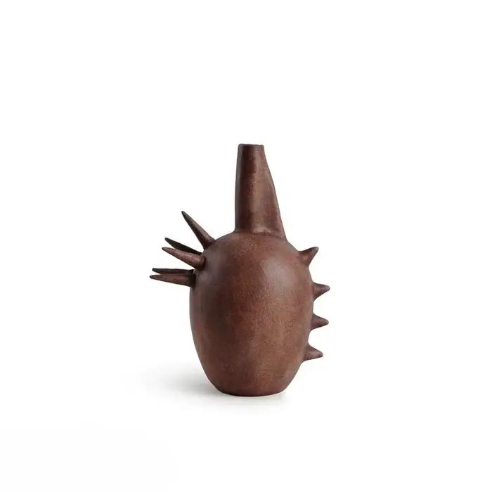Vase en céramique aux formes géométriques irrégulières, vase à fleurs en grès, artisanat d'art vintage, ornements, accessoires de décoration pour la maison
