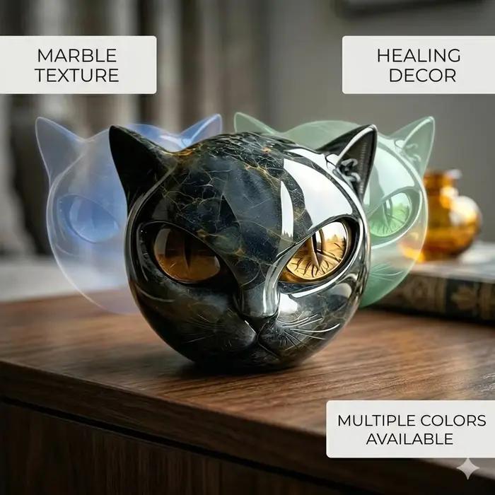 Tête de chat noir - Figurine en résine de luxe avec différentes couleurs de pupilles