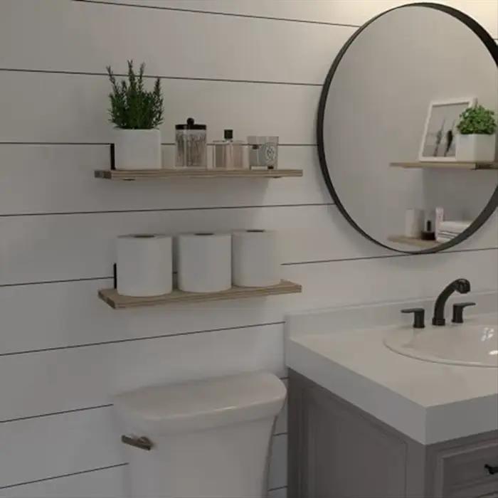 [CLOS] Étagères flottantes, étagères flottantes en bois pour décoration murale, étagère de salle de bain flottante murale pour rangement blanc