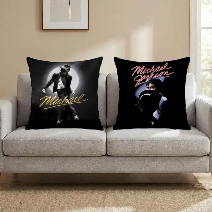 Singer - Michael Jackson Housse de coussin, ensemble de 4 pièces, 50x50, 45x45, 40x40, taie d'oreiller décorative pour canapé, décoration de la maison