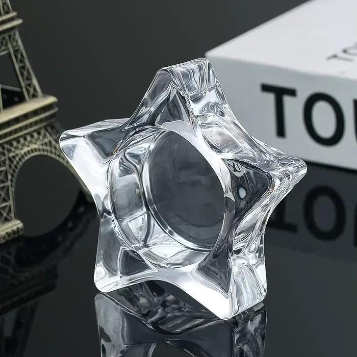 Bougeoir en verre cristal pentagramme, style romantique rétro, transparent, ornement de table, centre de table, décoration de mariage