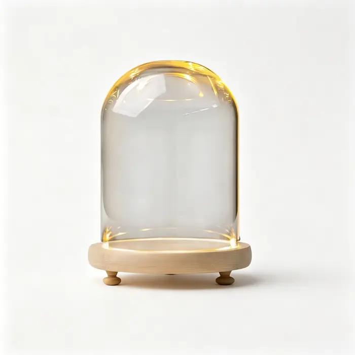 Dôme de présentation cylindrique en verre DIY avec base en bois pour bijoux et souvenirs occasions spéciales-decoration-boîte de rangement-fonction anti-poussière