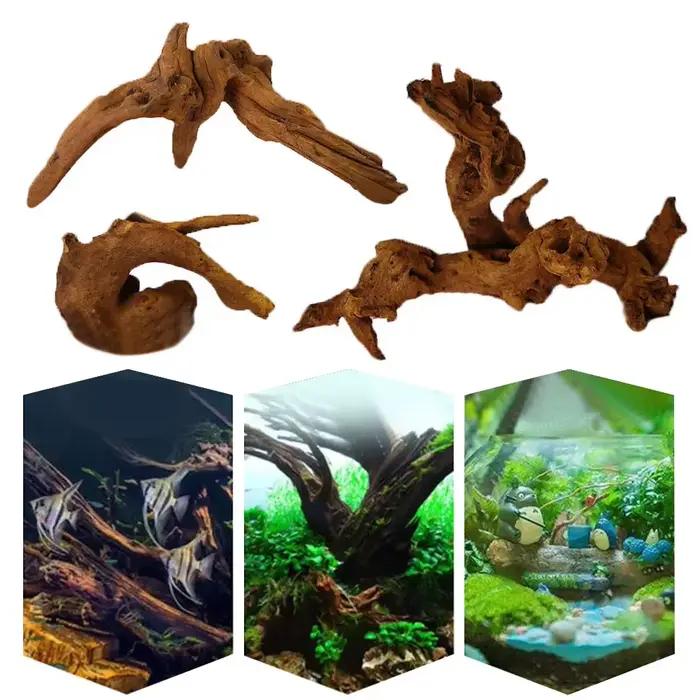 Tronc d'arbre naturel pour la décoration d'aquarium, décor d'illustration en bois, décor d'ornements incités, décor de mousse de fond précieux de poisson, 1PC