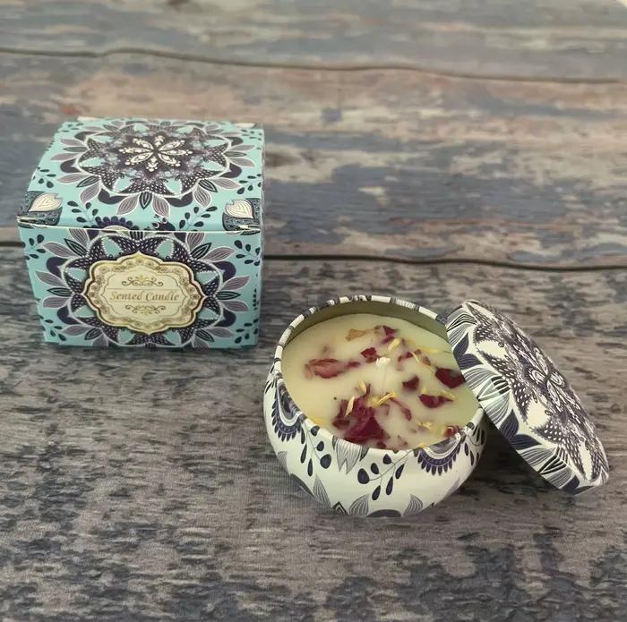 Bougie parfumée à la cire de soja et aux fleurs séchées
