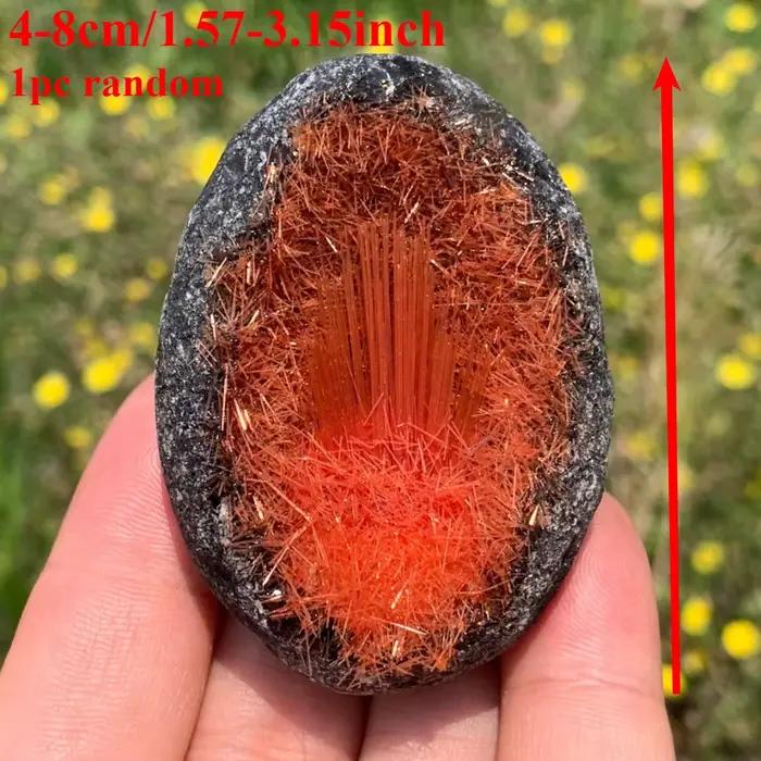 Grosses grappes de quartz magnétaire orange brut, œuf de pierre brute avec cristal de goethite orange, spécimens minéraux, collection de cristaux