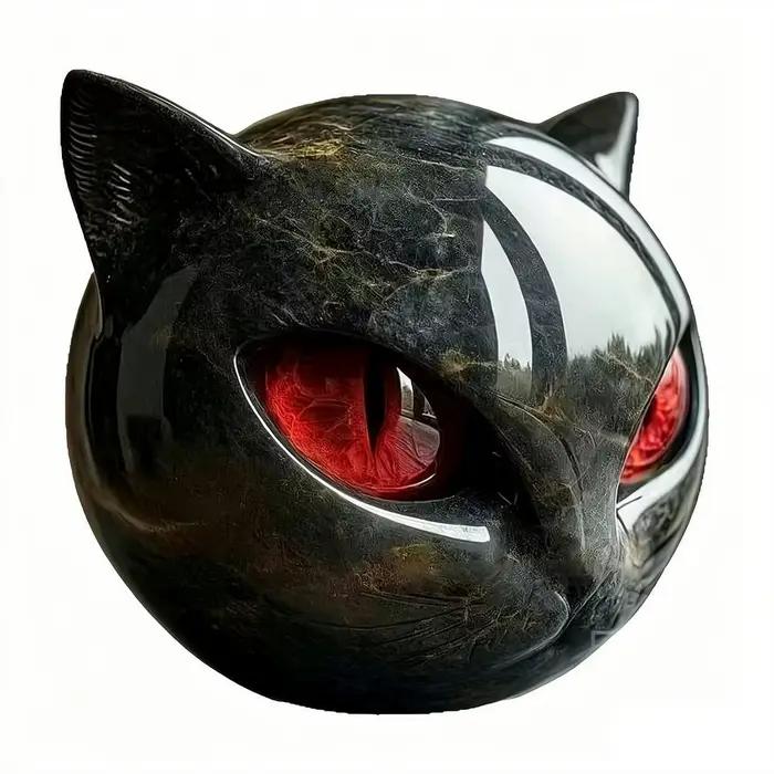 Tête de chat noir - Figurine en résine de luxe avec différentes couleurs de pupilles