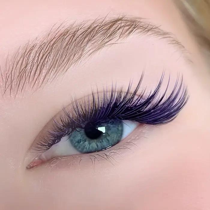 GLAMLASH cils colorés bleu lac/lavande/cannelle/vert foncé/gris Matcha Extension de faux cils colorés naturels individuels