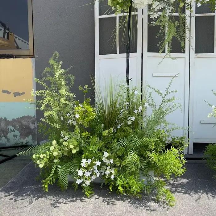 Plantes artificielles suspendues, rangée de fleurs, route, plomb, sol, Style forêt, décoration de Mariage, Arche Mariage, fleurs artificielles