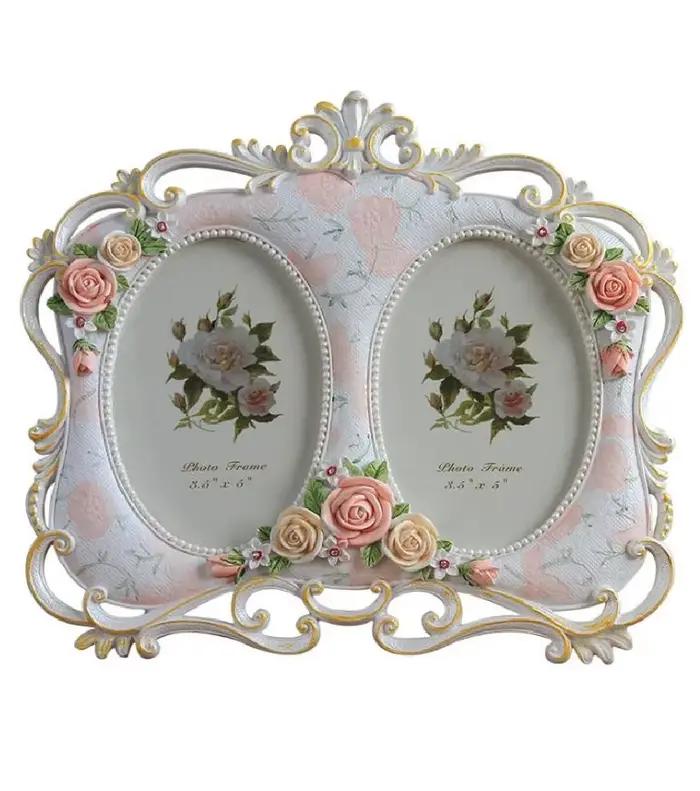 Cadre photo en résine artisanale peint à double trou style européen moderne pour femmes occasions spéciales