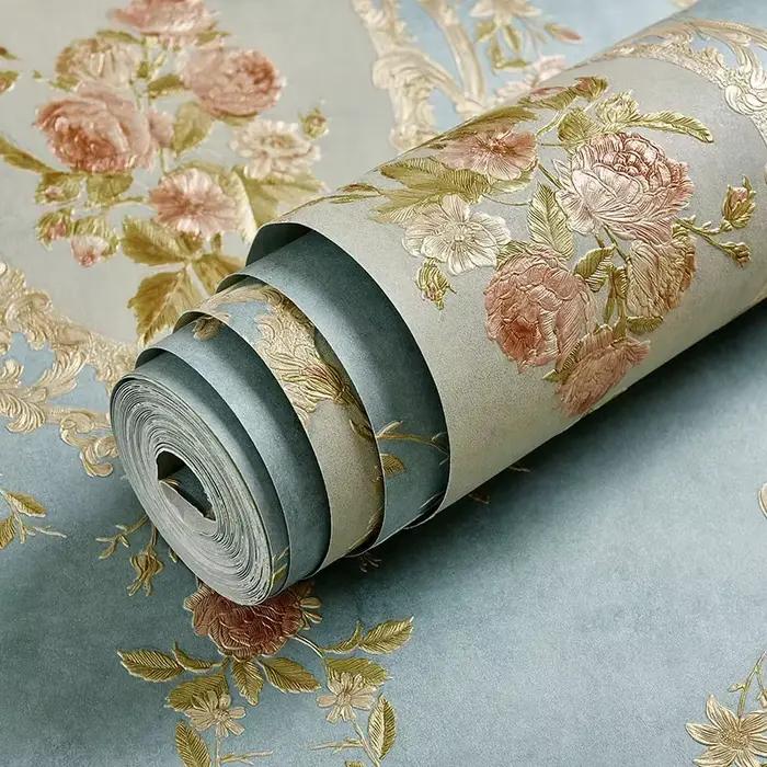 Rouleaux de papier peint à fleurs blanches pour chambre à coucher