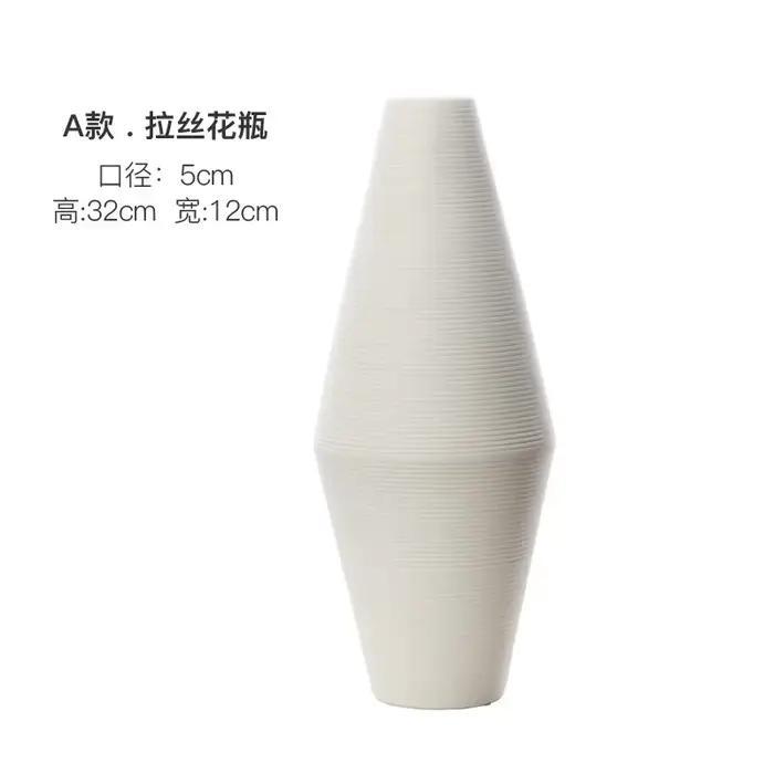 Vase de fleurs séchées en céramique brossée blanche