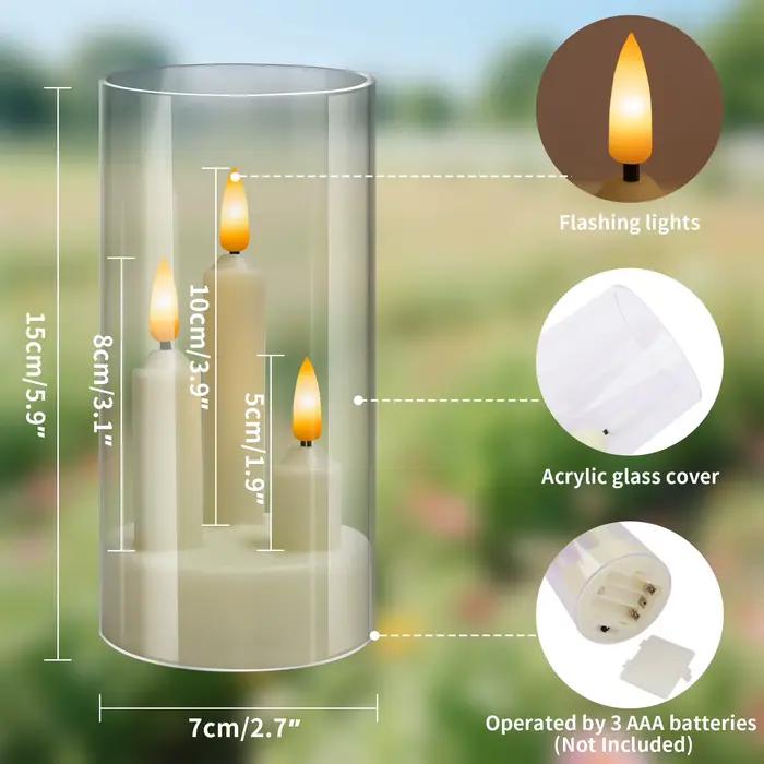 Bougies coniques LED sans flamme 3 en 1