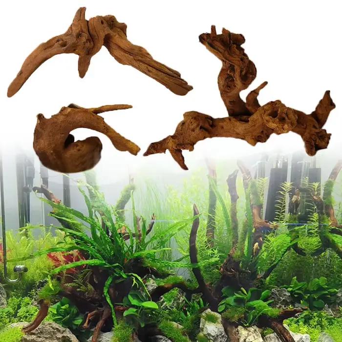 Tronc d'arbre naturel pour la décoration d'aquarium, décor d'illustration en bois, décor d'ornements incités, décor de mousse de fond précieux de poisson, 1PC