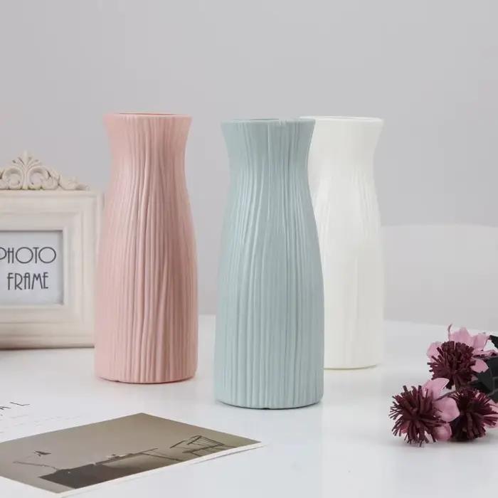 Vase en plastique minimaliste pour compositions florales séchées et fraîches, élégant et stable pour salon, bureau ou cuisine