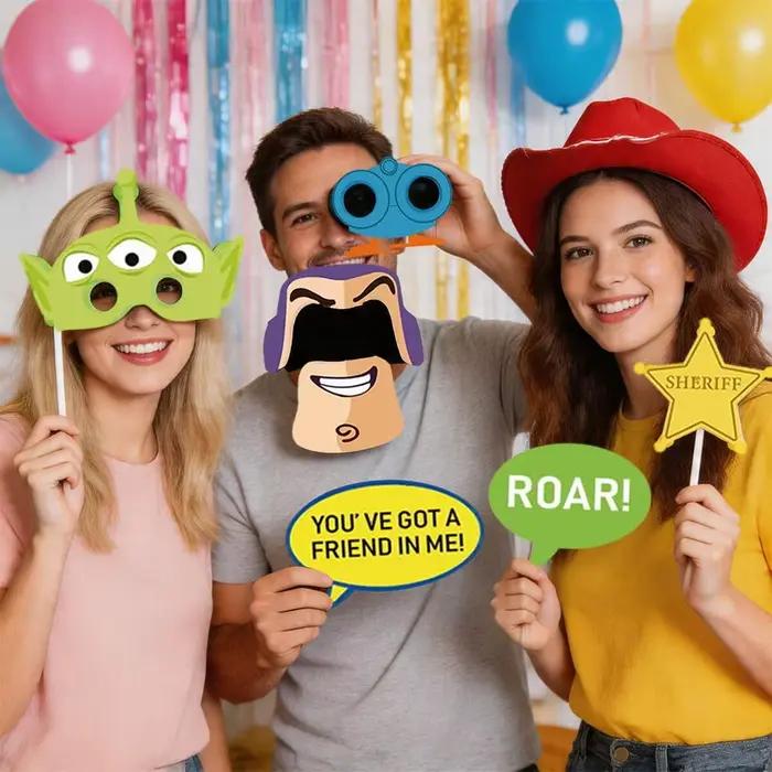 Accessoires de décoration de fête d'anniversaire sur le thème des dessins animés, jouets pour photomaton, fournitures de fête sur le thème des dessins animés