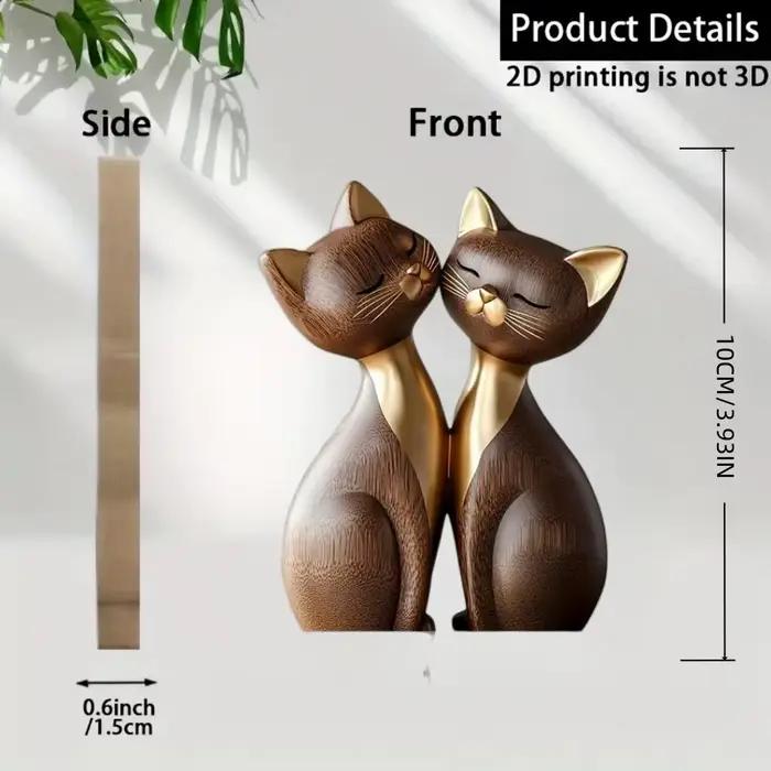 Sculpture de Couple chaton en bois