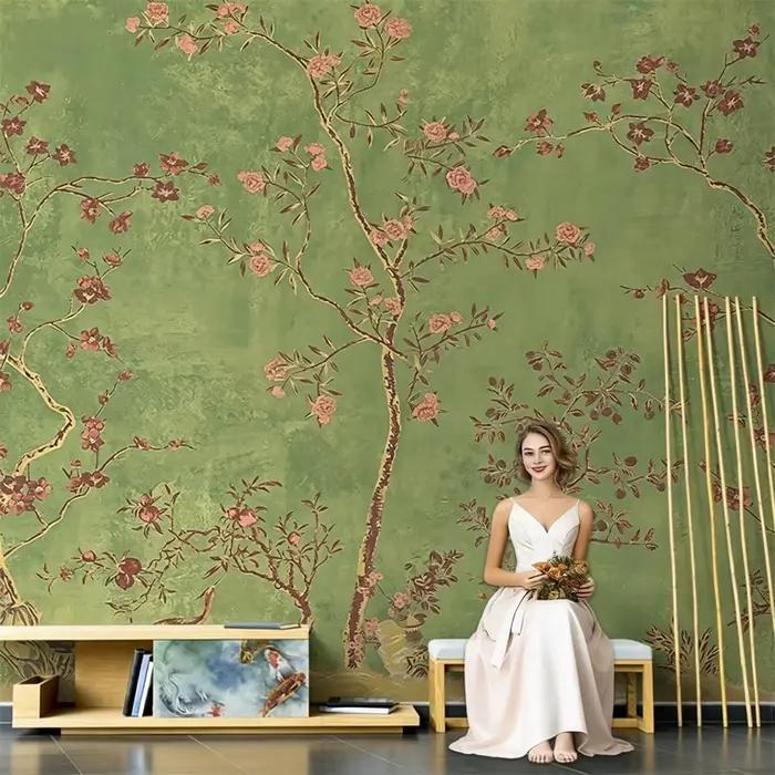 Papier peint personnalisé pour chambre à coucher, style rétro américain, toile de fond TV française, papier peint forêt rétro, fournitures de peinture et de traitement, fond décoratif