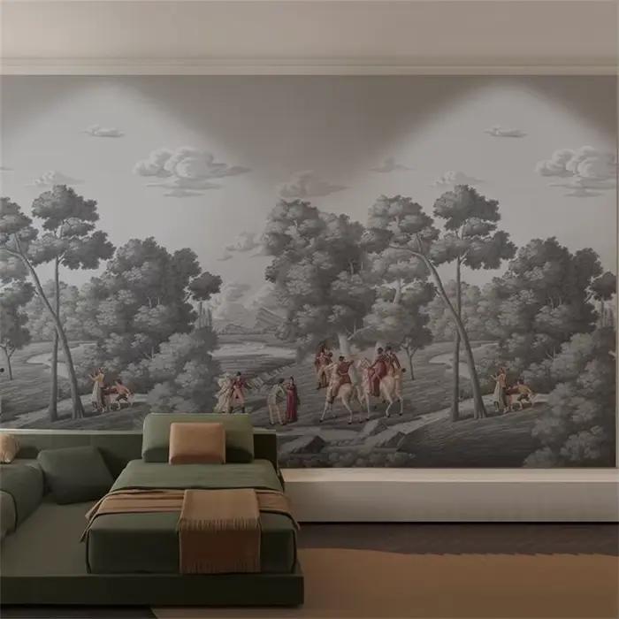 Papier Peint Mural 3D sur Mesure pour Salon et Chambre à Coucher, Fond de Peinture Européenne et Occidentale, Paysage Mural, Campagne Française