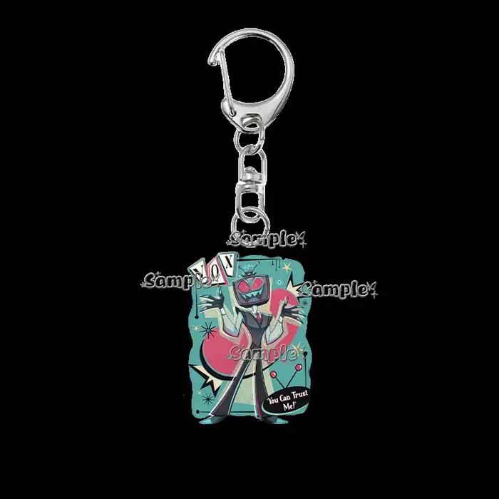Breloque de sac en acrylique, porte-clés, pendentif fait main, accessoire de mode anime, personnage Hazbin Hotel (Vox Adam), pour sac à dos, cadeaux et décoration