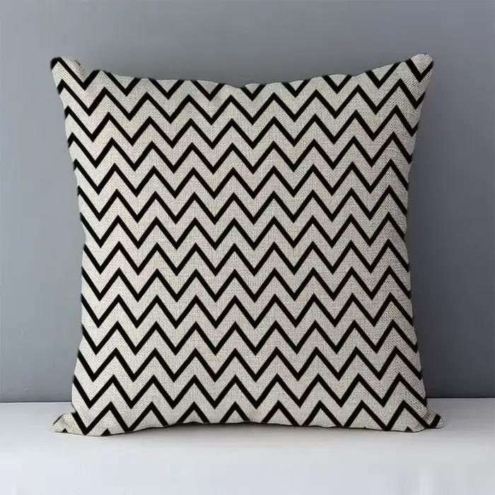 45x45 cm taie d'oreiller carrée européenne décontracté confortable blanc et noir géométrique housse de coussin pour