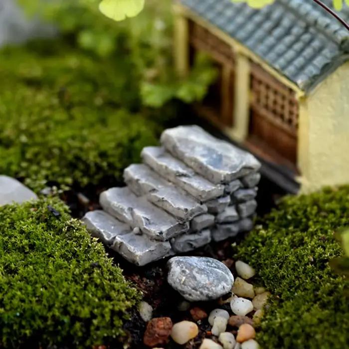 Escalier miniatures en résine incurvée et droite, 2 pièces, ornement de paysage bonsaï, marches d'escalier, modèle de jardin