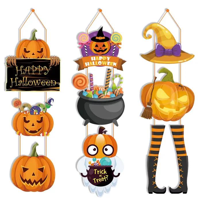 Décoration de fête d'halloween, chapeau magique citrouille, porte suspendue, scène de Festival fantôme, pendentifs de décoration, accessoires suspendus
