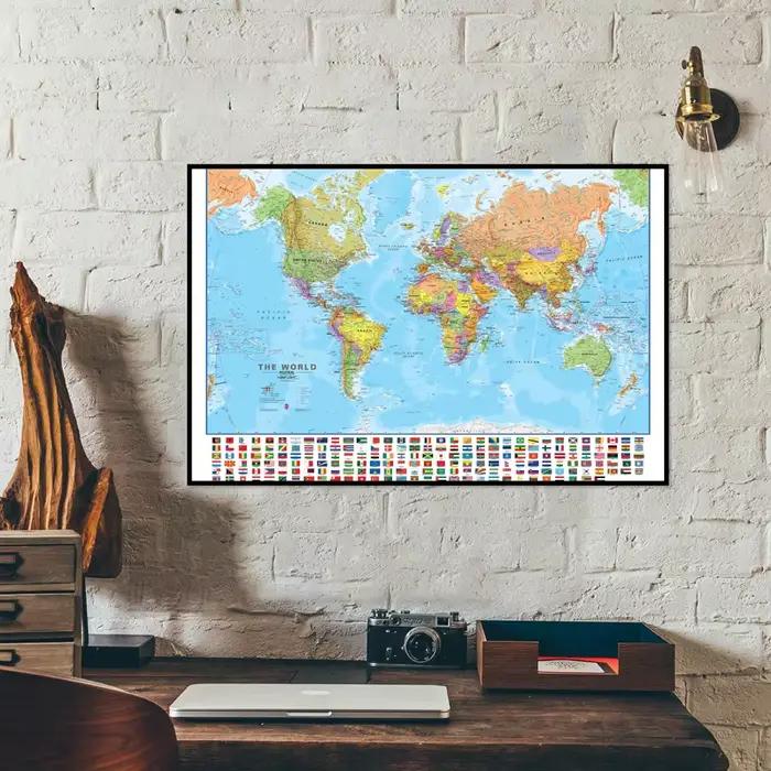 Carte du monde en anglais 90x60cm