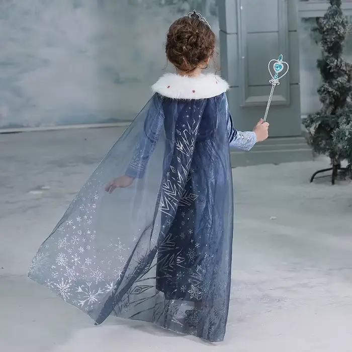 Robe Elsa pour filles, Costume d'hiver pour fête d'anniversaire, Cosplay pour enfants, vêtements de soirée reine des neiges à manches longues, reine des neiges