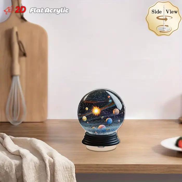 Avion rotatif 2D sur le thème de l'univers, système solaire en acrylique, Mini Globe, décor de bureau, ornement de salle, cadeau pour passionné d'astronomie, 1 pièce