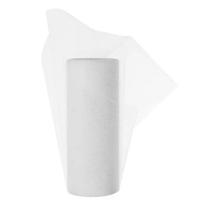 1 Rouleau de Tulle Décoratif 22m Blanc Maille Fine pour Mariage