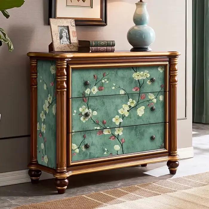 Papier peint à décoller et à coller gris Floral