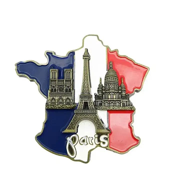 Autocollant de réfrigérateur Carte de France, Souvenir Touristique Européen, Aimants 3D en Résine pour Réfrigérateur, Souvenirs de Paris, Décorations pour la Maison