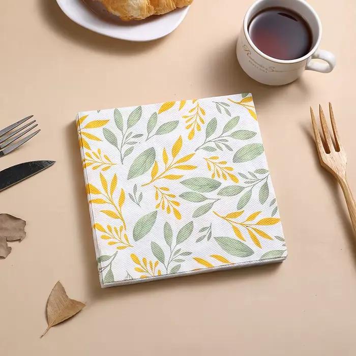 Serviettes en papier décorées de fleurs jaunes style campagnard pour événements festifs et cadeaux d'anniversaire