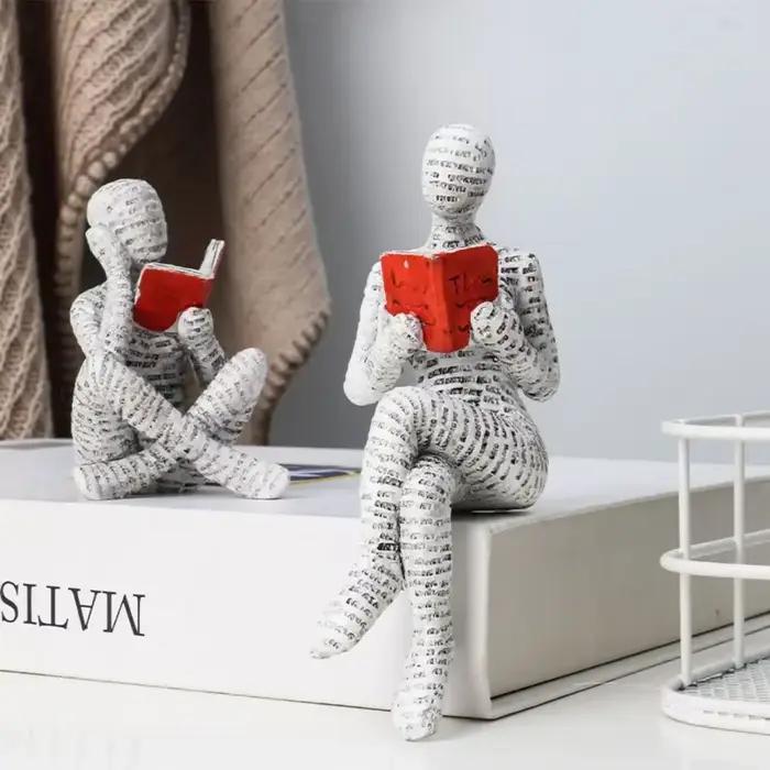 Artisanat lisez sur un Design de petits personnages, décorations abstraites en résine pour la maison, décorations d'étagère à la mode, Figurines de décoration pour la maison