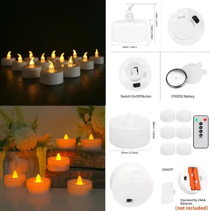 Bougie électrique LED étanche sans flamme avec télécommande, bougies chauffe-plat scintillantes, Halloween, Noël, décoration d'intérieur, ci-après