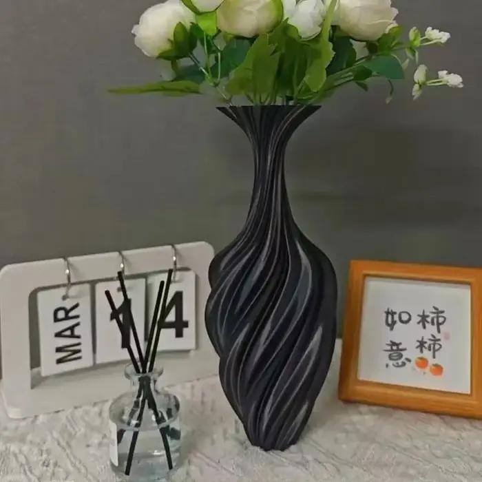 Vase à fleurs moderne imprimé en 3D à motif tourbillonnant