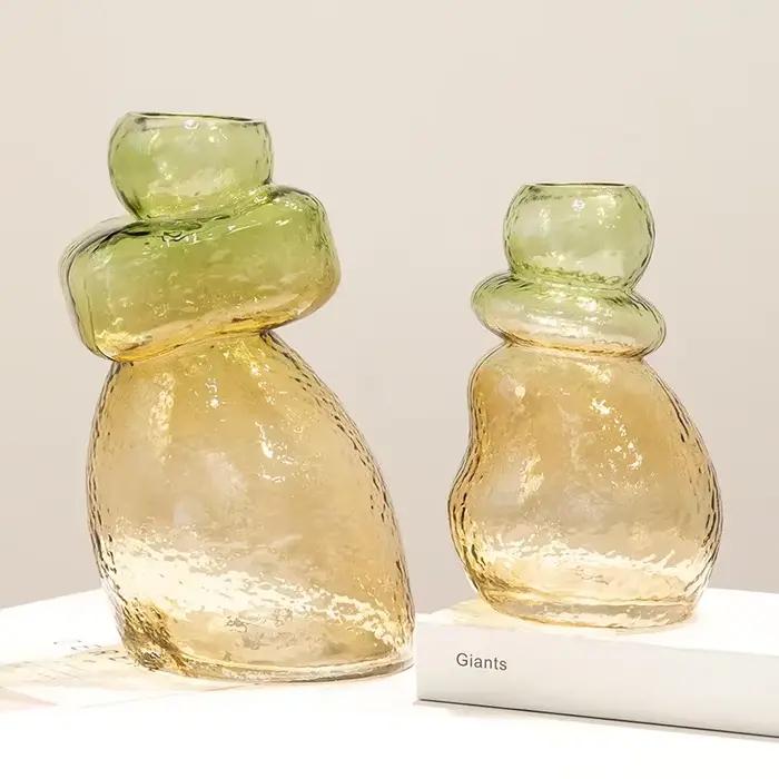 Vase en verre dégradé de couleur, forme de gourde, terrarium irrégulier, accessoires pour arrangements floraux, accessoires de décoration intérieure