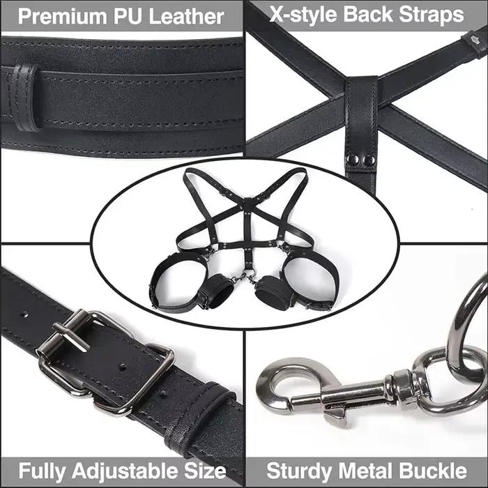 Kit de bondage BDSM, harnais de retenue réglable, menottes, crochet métallique, accessoires pour jeux de rôle en couple