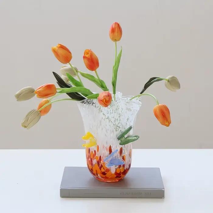 Vase en verre papillon tridimensionnel moderne pour terrarium et vases à fleurs occasions spéciales Blanc Bourgogne Jaune Rouge