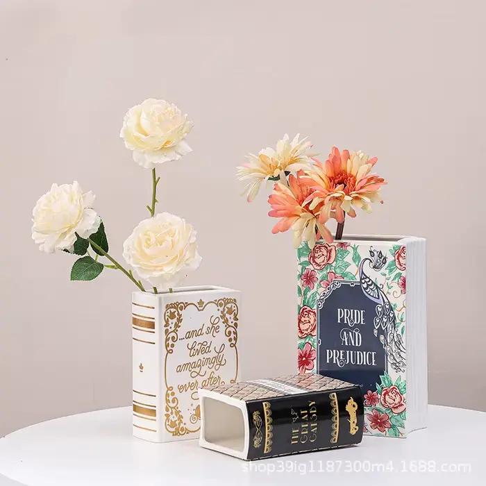 Vase de livre rétro, décoration de bureau