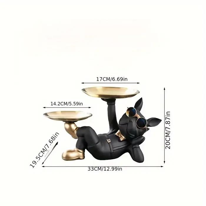 Plateau en résine bouledogue noir pour animaux de compagnie décoratif et pratique à offrir pour la maison occasions spéciales