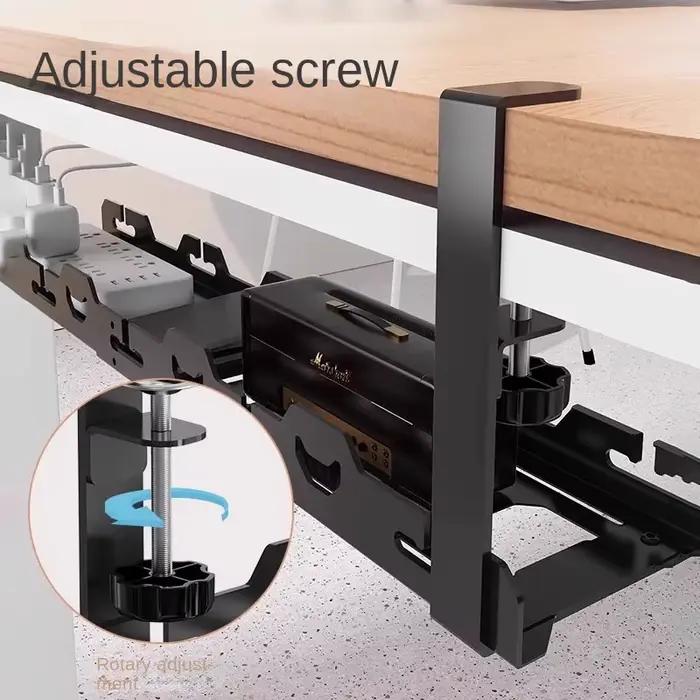 Support de rangement télescopique sous Table, plateau de gestion de câbles en métal, organisateur de fils de bureau à domicile, accessoires de rangement sans poinçonnage