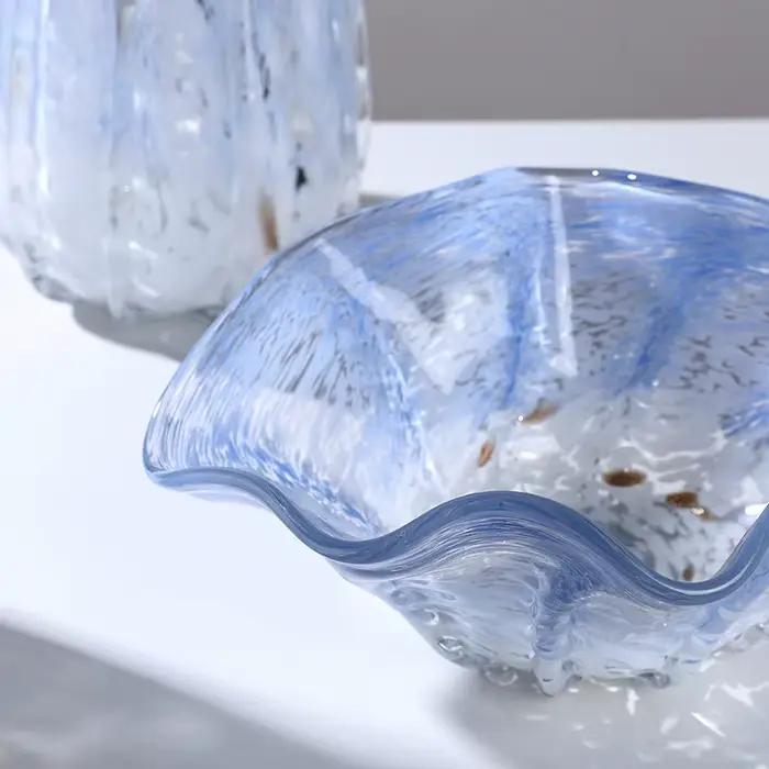 Vase en verre incurvé dégradé bleu, pot à fleurs, plateau à fruits, vases à fleurs, pot transparent, hydroponie, terrarium, décoration d'intérieur