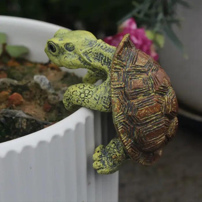 Statue de tortue grimpante vintage en résine pour jardin, cour, patio, pot de fleurs ou clôture occaions spéciales ```