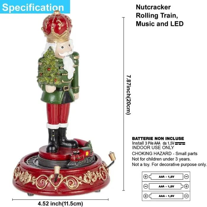 Figurine casse-noisette de noël avec lumières LED et Train rotatif