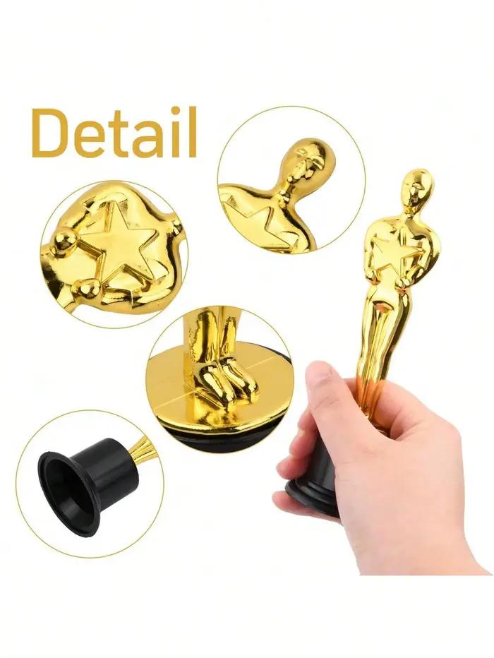 Statuettes de trophées dorés, trophées de récompense de Style Oscar en plastique pour décorations de fête, cadeaux d'appréciation, 1/3/6/12 pièces